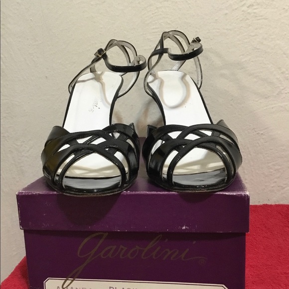 Garolini Sz 8.5M Black Patent Leather Sandals EUC - Picture 6 of 8